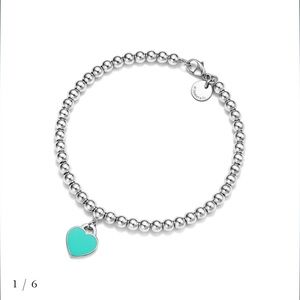 Tiffany & Co. Silver Bead Bracelet with Heart Charm